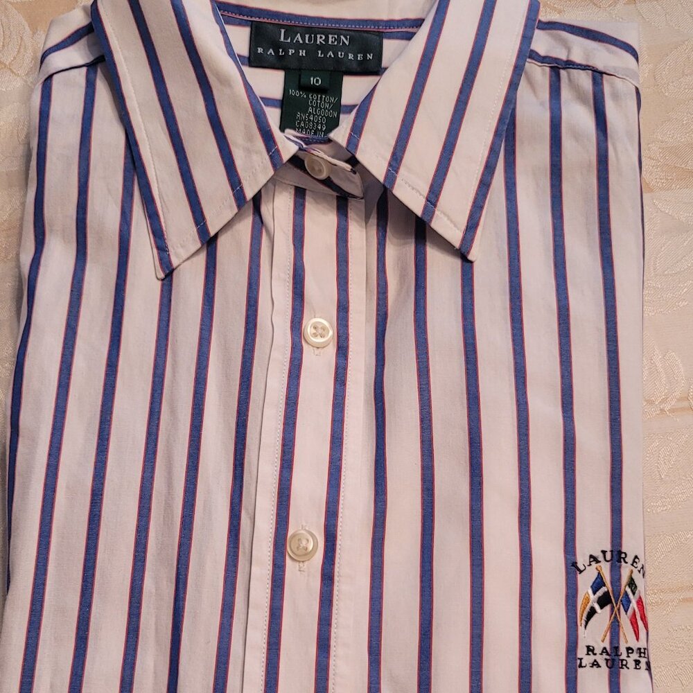Lauren Ralph Lauren Stripe Blouse size 10